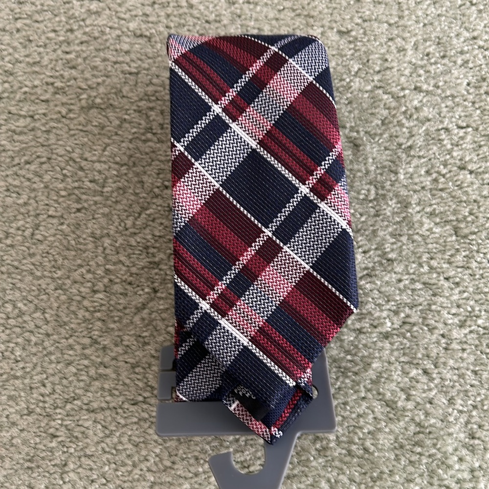 Michael Kors Burgundy Blue Plaid Holiday Tie